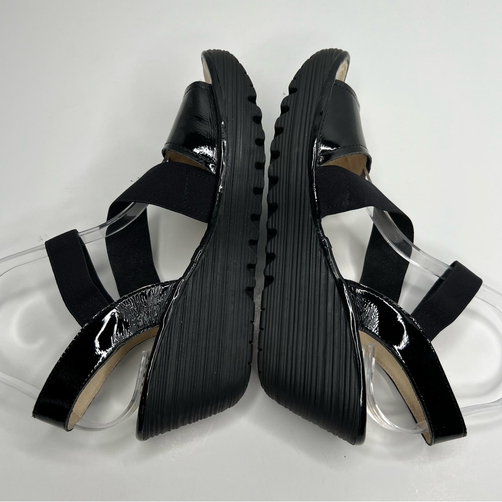 Fly London Black Patent Leather Sandals With Elastic Size EU 40 - Picture 8 of 16